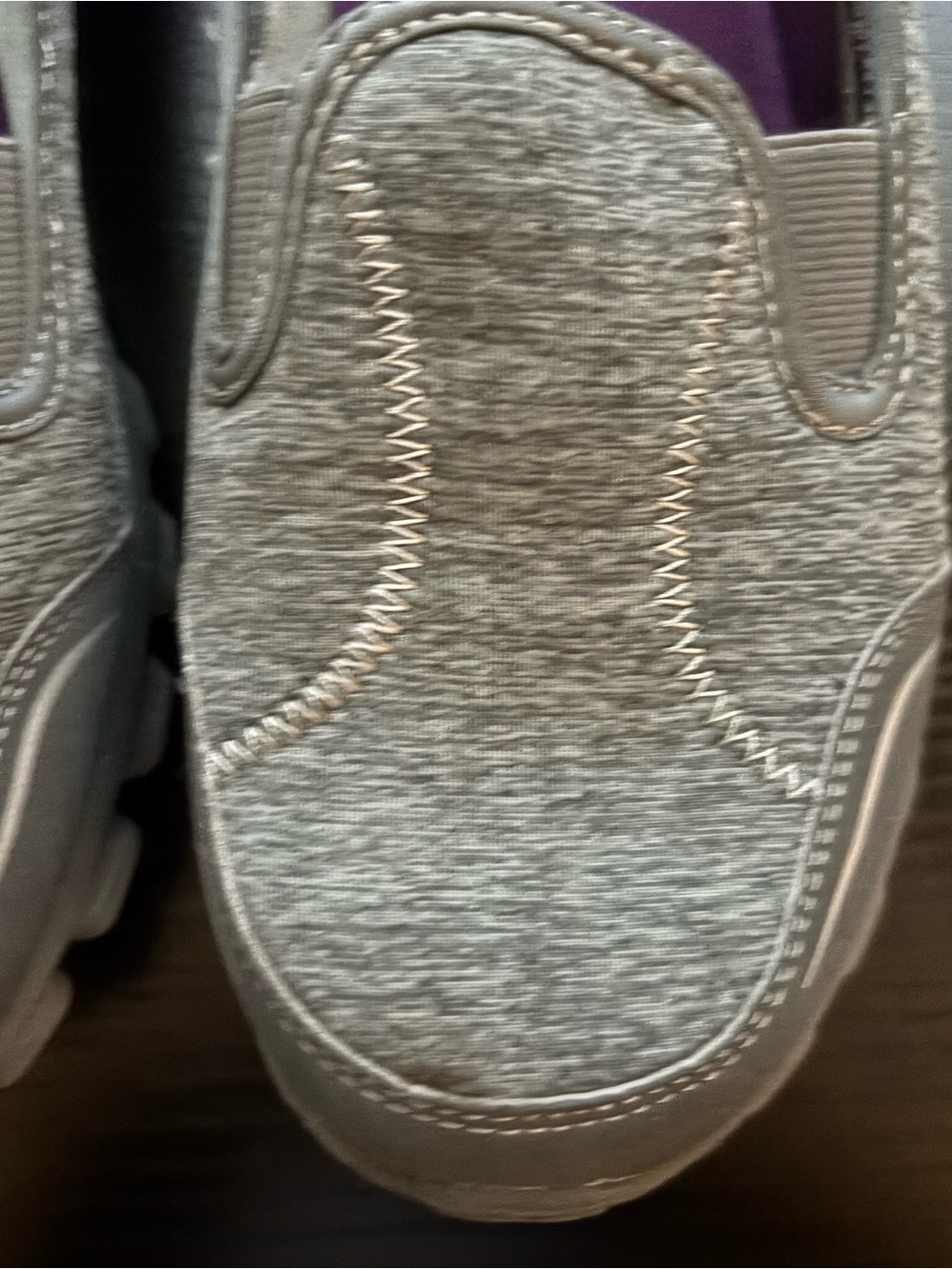Skechers Women's Gray Slip-On Memory Foam Sneaker with Purple Insole Used Size 9 - Picture 3 of 16